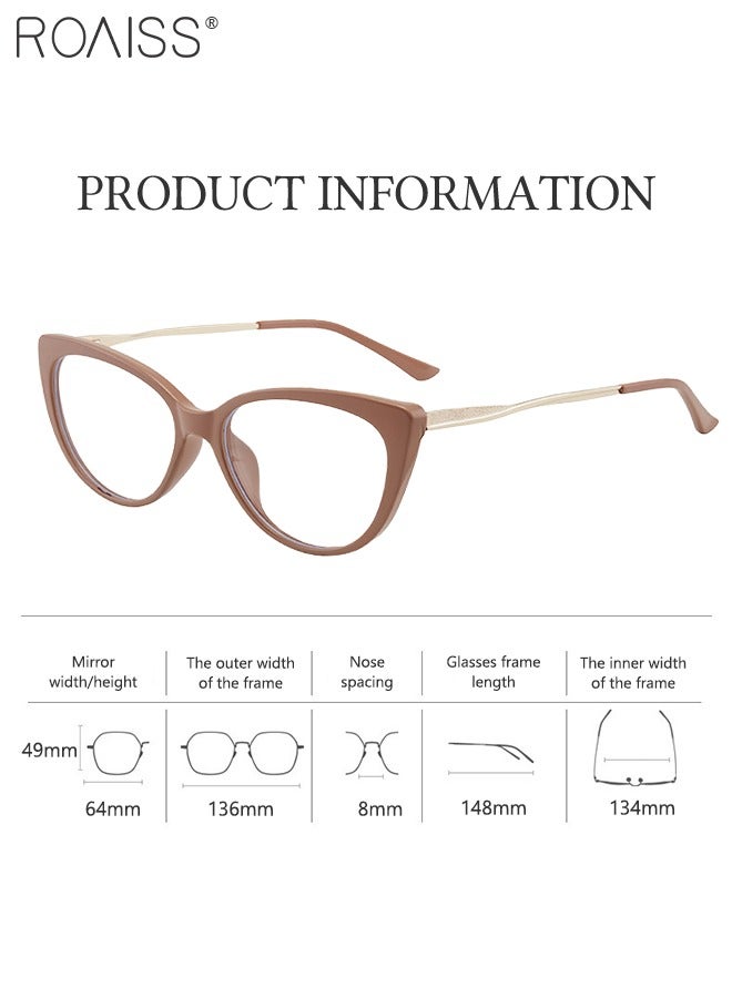 Women's Blue Light Blocking Glasses Blue Light Filter Computer Reading Gaming TV Phones Cat Eye Eyeglasses Fashion Anti Eyestrain Headache Eyewear Apricot Color