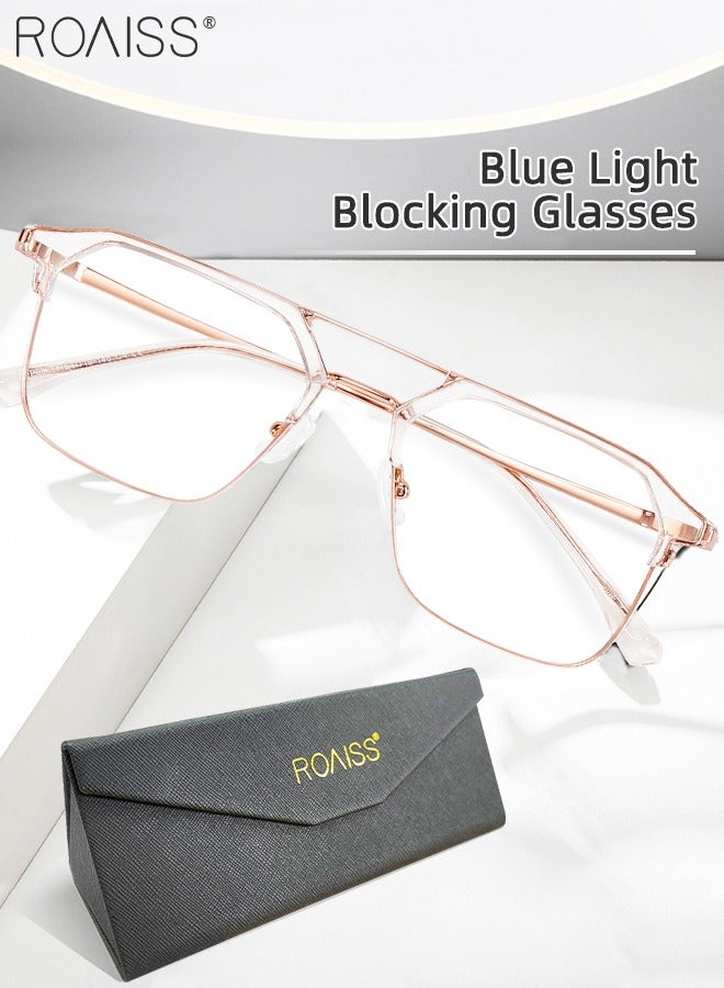 Blue Light Blocking Glasses Blue Light Filter Computer Reading Gaming TV Phones Browline Frame Eyeglasses Fashion Anti Eyestrain Headache Eyewear for Women Men Rose Gold