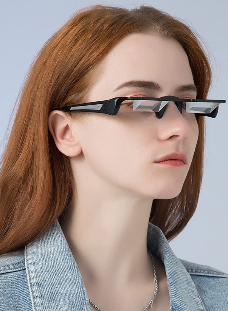 Laying Down Light Prism Glasses 90° Prism Glasses Bed Prism Spectacles Horizontal Mirror Lazy Readers Glasses Neck Relaxer for Lying Down Reading Watching TV Phone Glasses