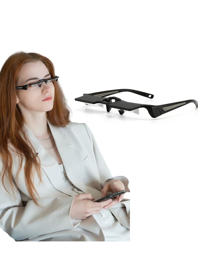 Laying Down Light Prism Glasses 90° Prism Glasses Bed Prism Spectacles Horizontal Mirror Lazy Readers Glasses Neck Relaxer for Lying Down Reading Watching TV Phone Glasses