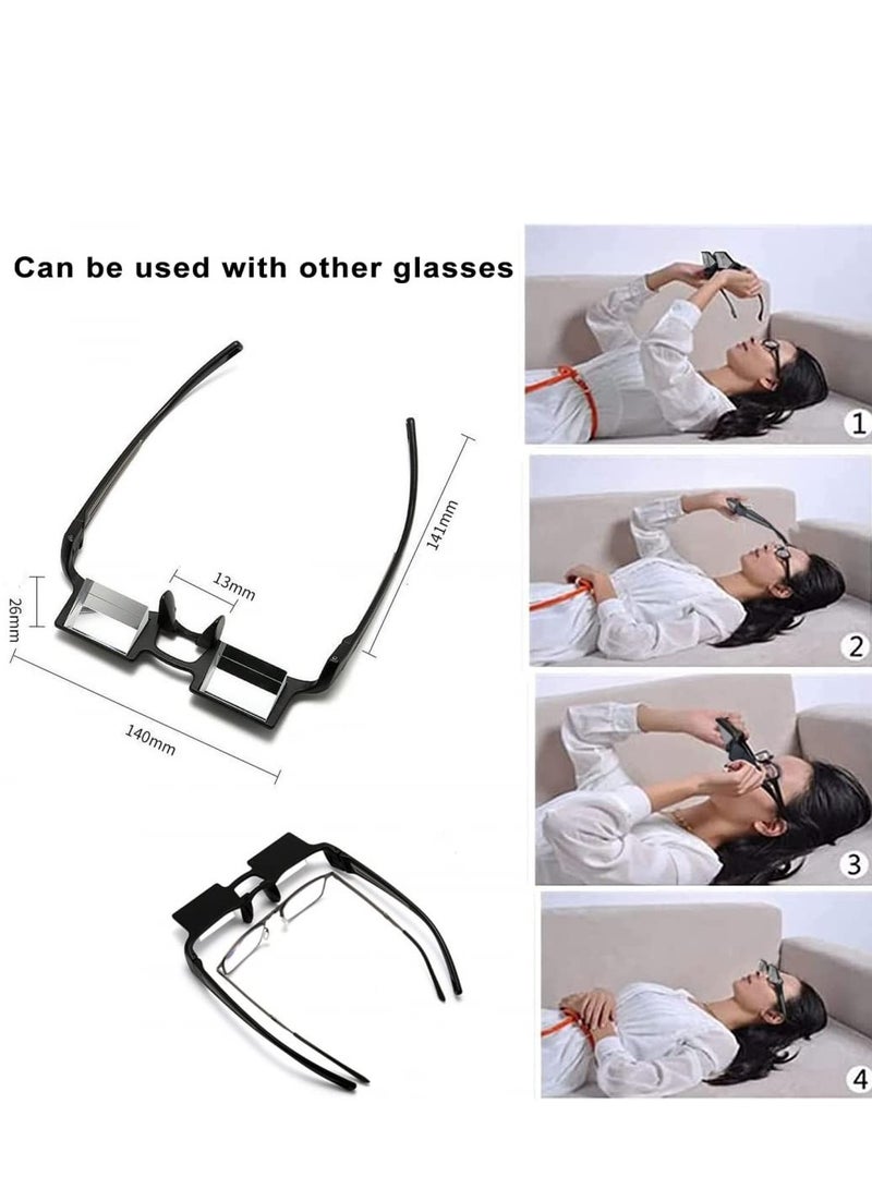 Laying Down Light Prism Glasses 90° Prism Glasses Bed Prism Spectacles Horizontal Mirror Lazy Readers Glasses Neck Relaxer for Lying Down Reading Watching TV Phone Glasses