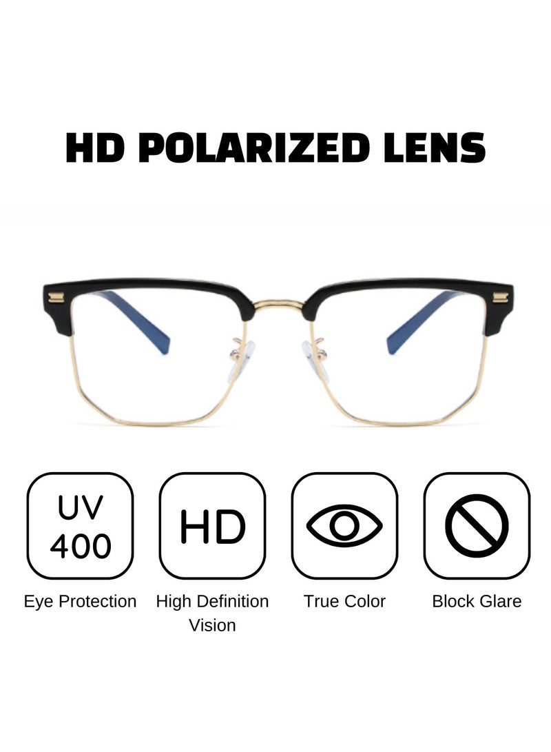 Blue Light Blocking Optical Eyeglasses - Stylish Oversized Frames, Clear Lens, Polarized. Top-rated Bluelight Protection for Reading, Work, & Screen Time. Vintage-Inspired, Lightweight Design.