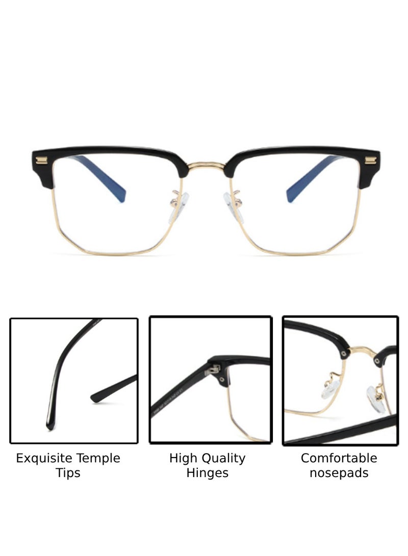 Blue Light Blocking Optical Eyeglasses - Stylish Oversized Frames, Clear Lens, Polarized. Top-rated Bluelight Protection for Reading, Work, & Screen Time. Vintage-Inspired, Lightweight Design.