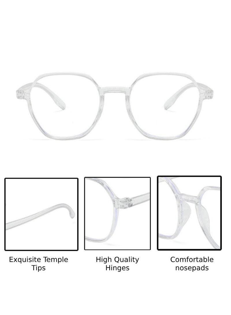 Blue Light Blocking Optical Eyeglasses - Stylish Oversized Frames, Clear Lens, Polarized. Top-rated Bluelight Protection for Reading, Work, & Screen Time. Vintage-Inspired, Lightweight Design.