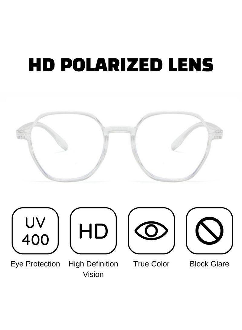 Blue Light Blocking Optical Eyeglasses - Stylish Oversized Frames, Clear Lens, Polarized. Top-rated Bluelight Protection for Reading, Work, & Screen Time. Vintage-Inspired, Lightweight Design.