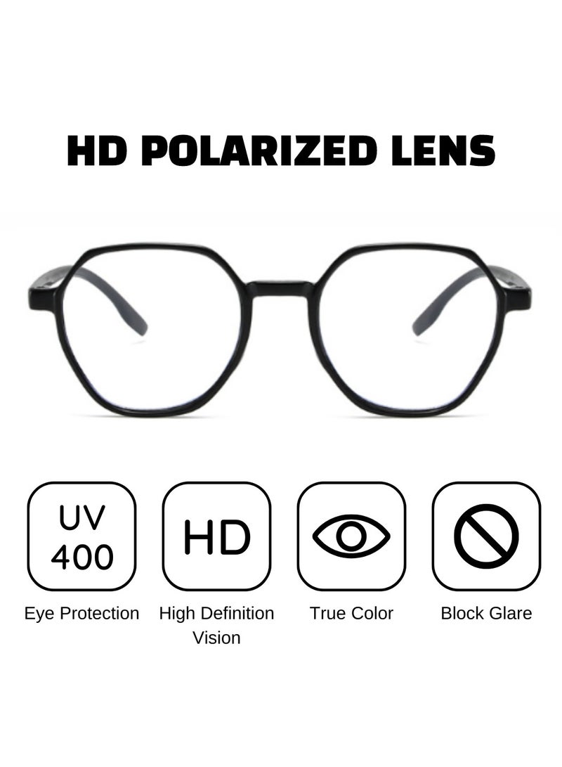 Blue Light Blocking Optical Eyeglasses - Stylish Oversized Frames, Clear Lens, Polarized. Top-rated Bluelight Protection for Reading, Work, & Screen Time. Vintage-Inspired, Lightweight Design.