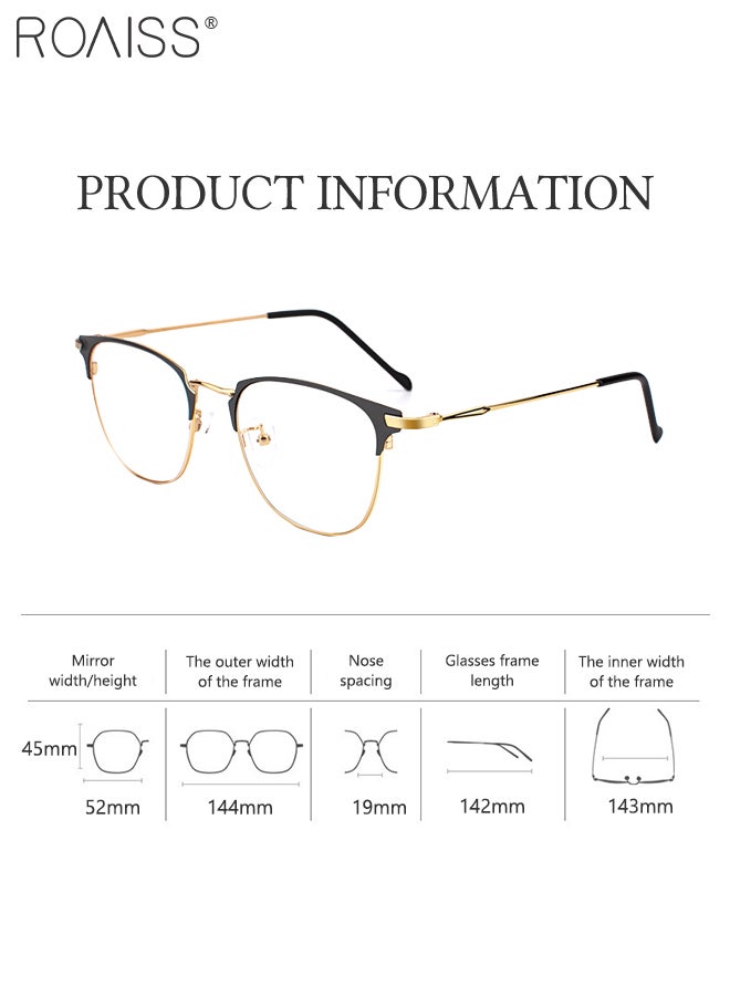 Blue Light Blocking Glasses Blue Light Filter Computer Reading Gaming TV Phones Browline Eyeglasses Fashion Anti Eyestrain Headache Eyewear for Men Women Black Gold 52mm