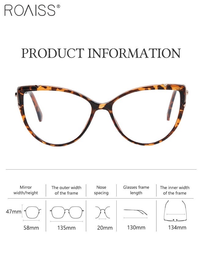 Blue Light Blocking Glasses for Women Blue Light Filter Computer Reading Gaming TV Phones Cat Eye Eyeglasses Fashion Anti Eyestrain Headache Eyewear Leopard Pattern 58mm