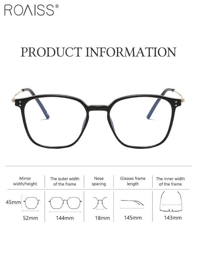 Blue Light Blocking Glasses Blue Light Filter Computer Reading Gaming TV Phones Square Eyeglasses Fashion Anti Eyestrain Headache Eyewear for Men Women Black Gold 52mm