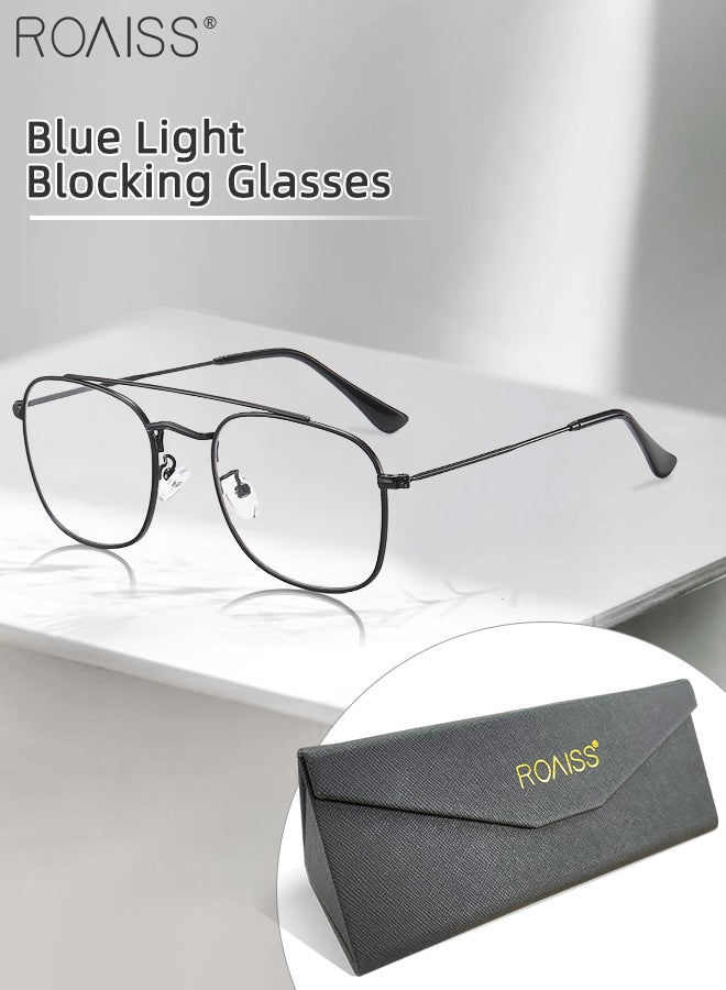 Blue Light Blocking Glasses Blue Light Filter Computer Reading Gaming TV Phones Square Eyeglasses Fashion Anti Eyestrain Headache Eyewear for Men Women Black 54mm