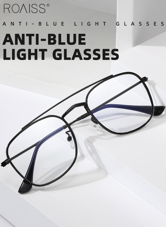 Blue Light Blocking Glasses Blue Light Filter Computer Reading Gaming TV Phones Square Eyeglasses Fashion Anti Eyestrain Headache Eyewear for Men Women Black 54mm