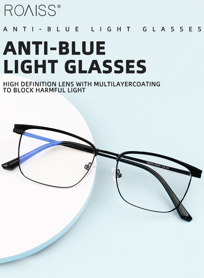 Blue Light Blocking Glasses Blue Light Filter Computer Reading Gaming TV Phones Browline Eyeglasses Fashion Anti Eyestrain Headache Eyewear for Men Women Black 54mm