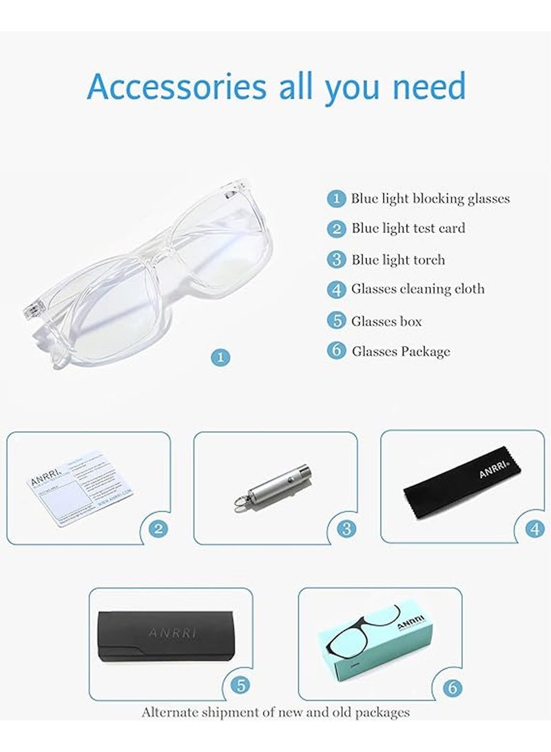 Blue Light Blocking Glasses For Computer Use Anti Eyestrain Lens Lightweight Frame Eyeglasses Clear