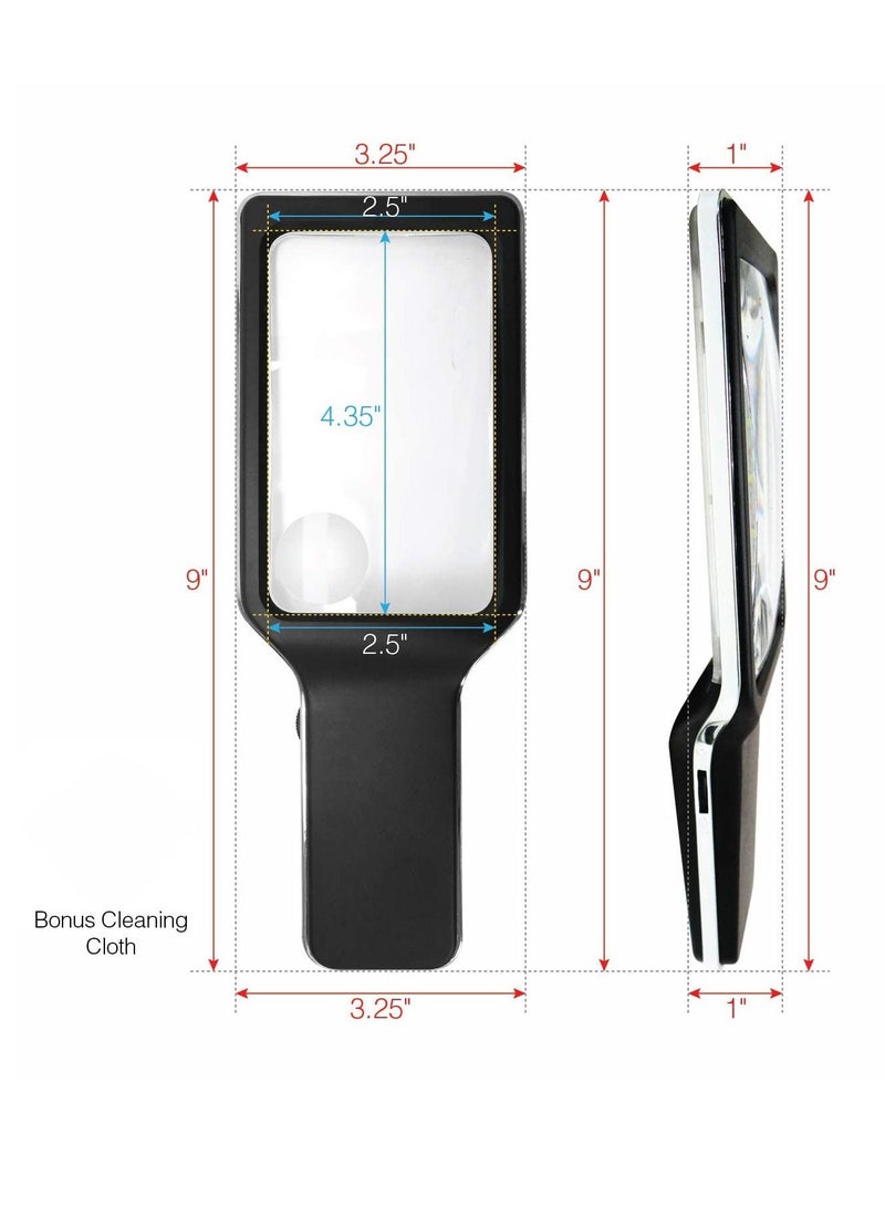 3X with 5X Zoom Magnifying Glass [10 Anti Glare & Dimmable LED Lights] -Ease Strain Eyes Provide Evenly Lit Viewing Area for Reading, Low Vision, Seniors, Macular Degeneration