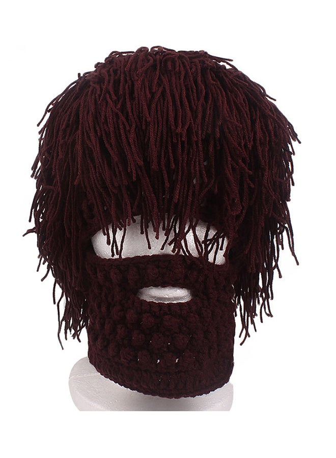 Knitted Beard and Cap Set Brown