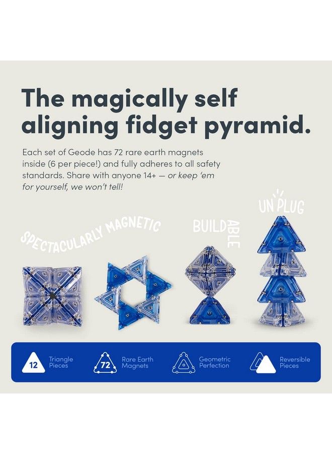 Geode Pyramid 12Piece Building Set Cobalt Fun Desk Toy For Adults