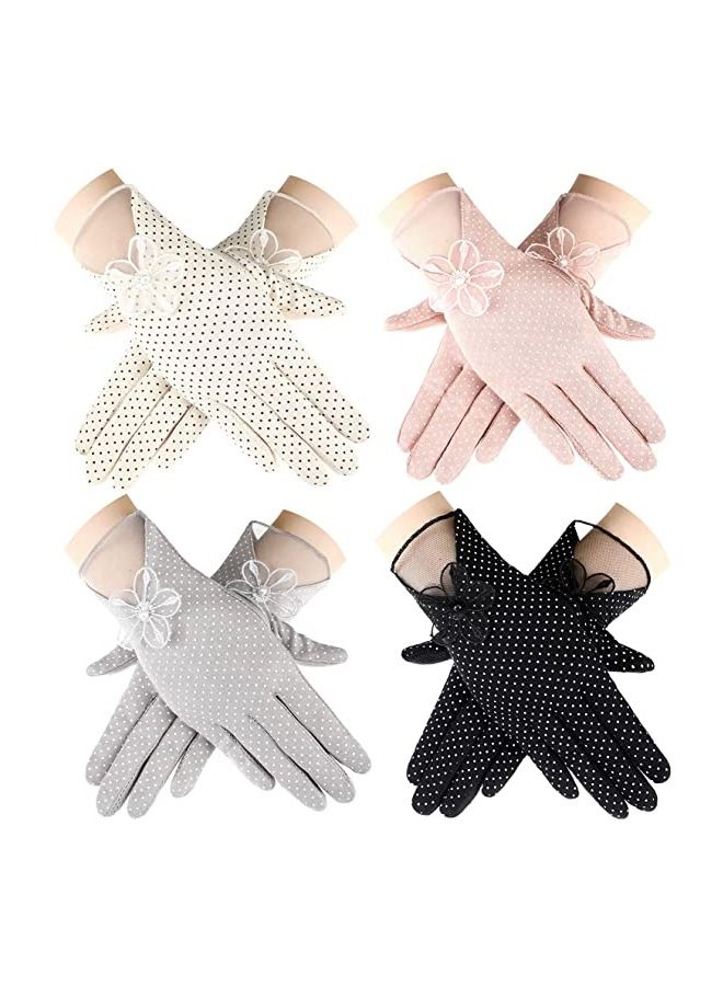 4 Pairs Women UV Protection Sunblock Casual Printed Gloves Multicolour