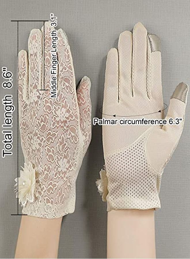 Pair of Sun Uv Protection Gloves Beige