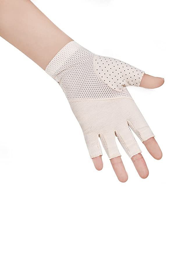 Sunscreen Fingerless Gloves Driving Fishing Cotton Mittens