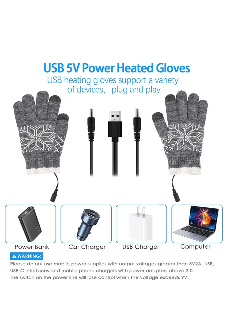 USB Heated Gloves, Winter Warm Heating Gloves, Washable Touchscreen Electric Warm Gloves, Knitted Heated Gloves, for Men Women Indoor Outdoor