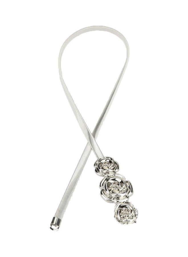 Rose Clasp Front Stretch Spring Waist Strap Silver