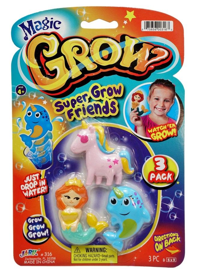 Magic Grow Toy Friends (1 Sets Of 3 Toys Girl Styles) Unicorn Mermaid & Fish Theme Toys. Bulk Expanding Bath & Water Toys For Kids & Adults. Magic Growing Party Toys & Goodie Bag Girl3161S