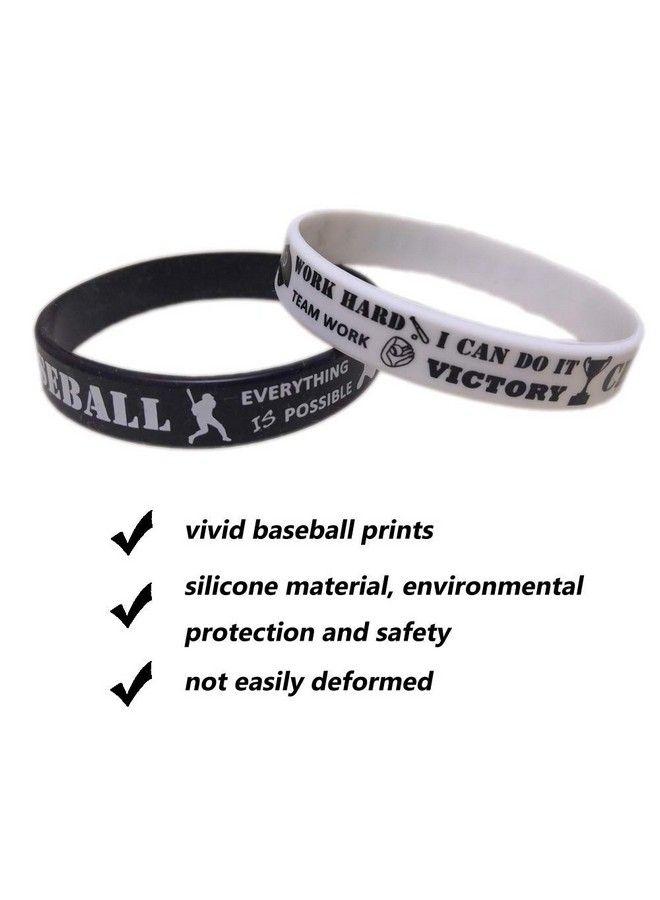 24 Pcs Baseball Motivational Silicone Wristband For Kids Personalized Silicone Rubber Bracelets Sports Prizes Party Favors And Supplies Birthday Party Goodie Bag Stuffers Carnival/Events