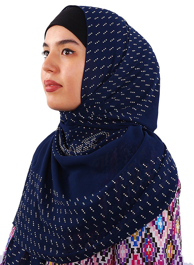 Embellishing Hijab Scarf Navy Blue