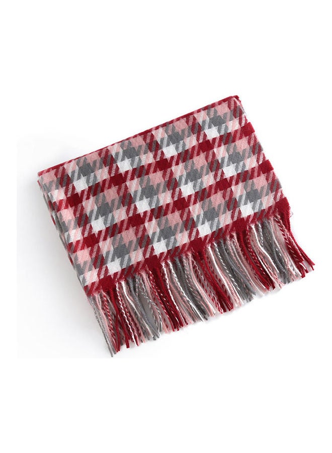 British Style Cold-Proof Tassels Scarf Red/White/Grey