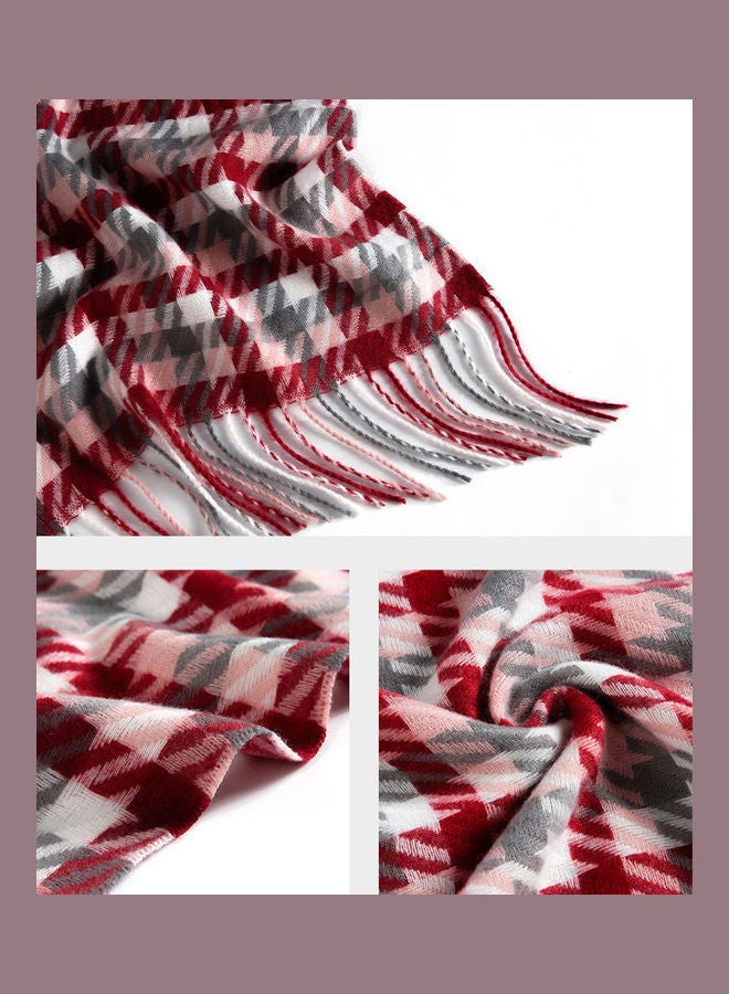 British Style Cold-Proof Tassels Scarf Red/White/Grey