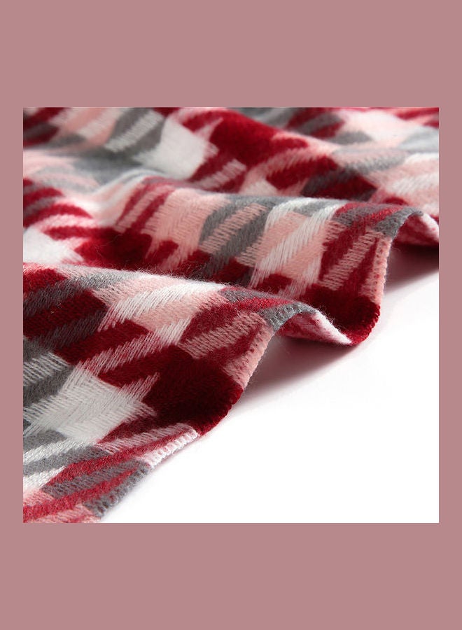 British Style Cold-Proof Tassels Scarf Red/White/Grey