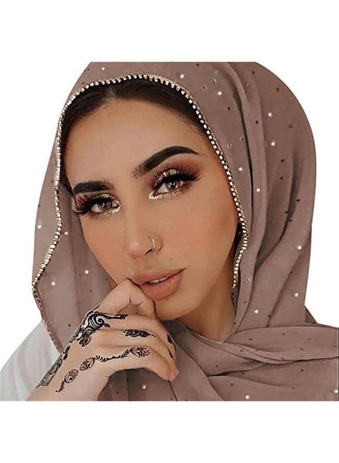 Women'S Fashionable Head Scarf Super Soft Plain Lightweight and Breathable Sunscreen 2 pieces (175cm long/burgundy, khaki)