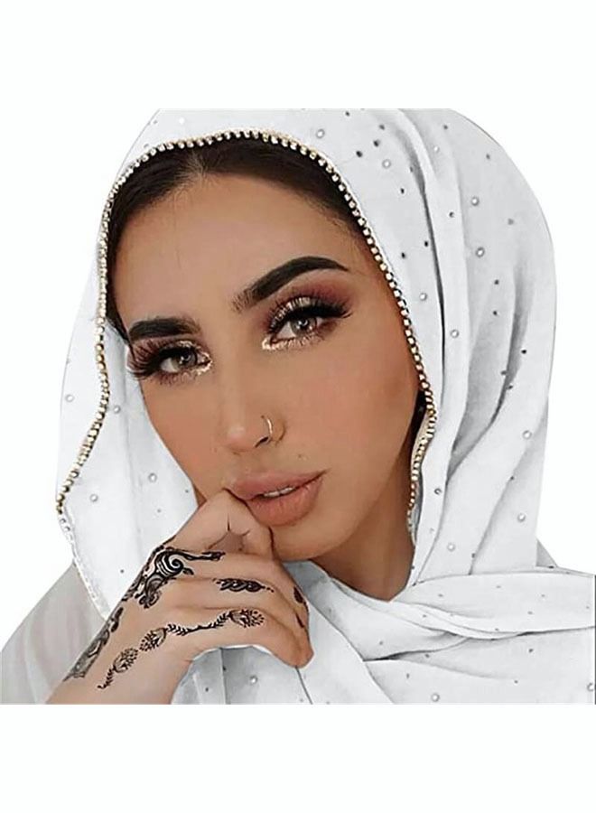 Women's Fashionable Head Scarf Super Soft Plain Lightweight and Breathable Sunscreen 2 Pieces（175cm long/black, white）
