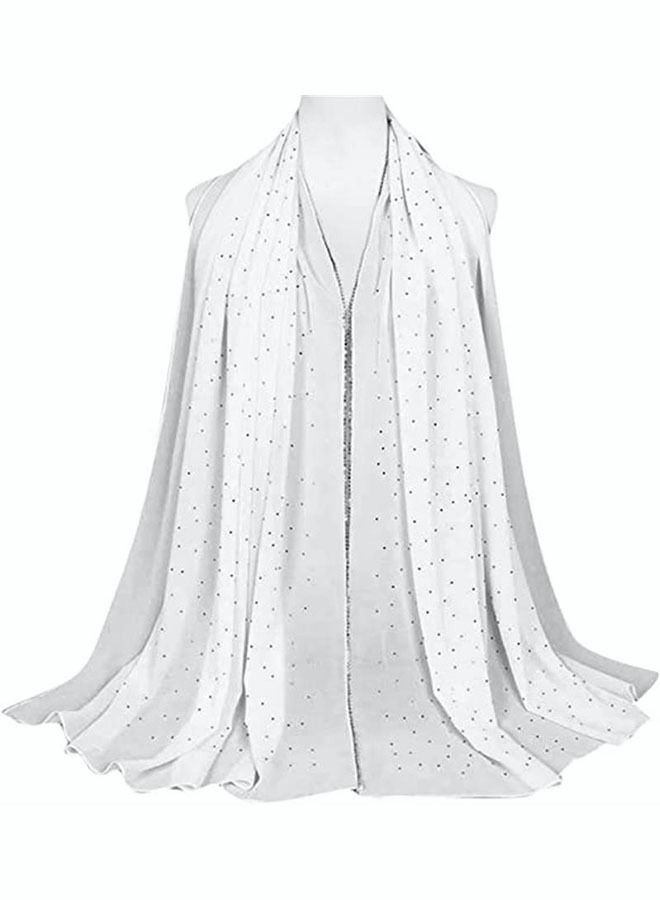 Women's Fashionable Head Scarf Super Soft Plain Lightweight and Breathable Sunscreen 2 Pieces（175cm long/black, white）