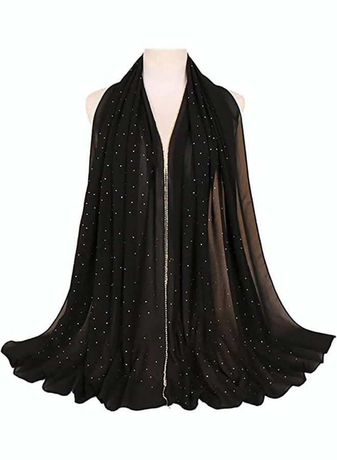 Women's Fashionable Head Scarf Super Soft Plain Lightweight and Breathable Sunscreen 2 Pieces（175cm long/black, white）