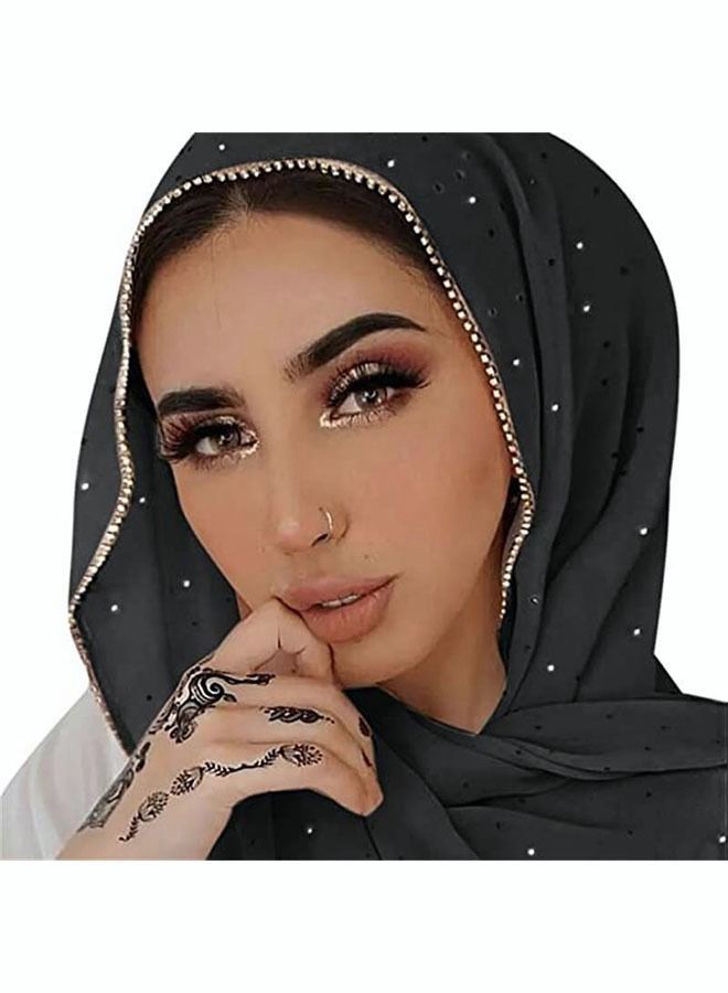 Women's Fashionable Head Scarf Super Soft Plain Lightweight and Breathable Sunscreen 2 Pieces（175cm long/black, white）