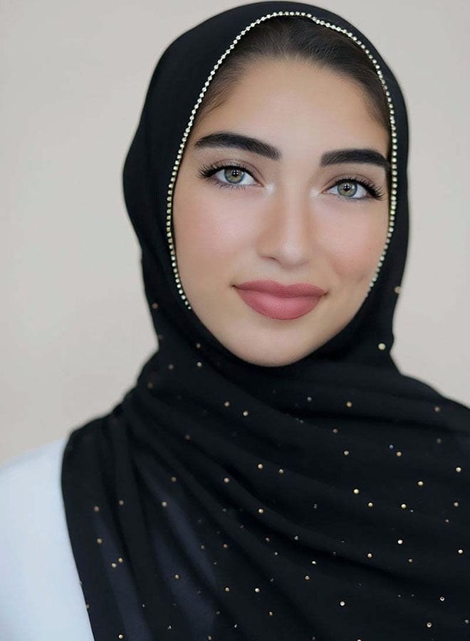 Women's Fashionable Head Scarf Super Soft Plain Lightweight and Breathable Sunscreen 2 Pieces（175cm long/black, white）