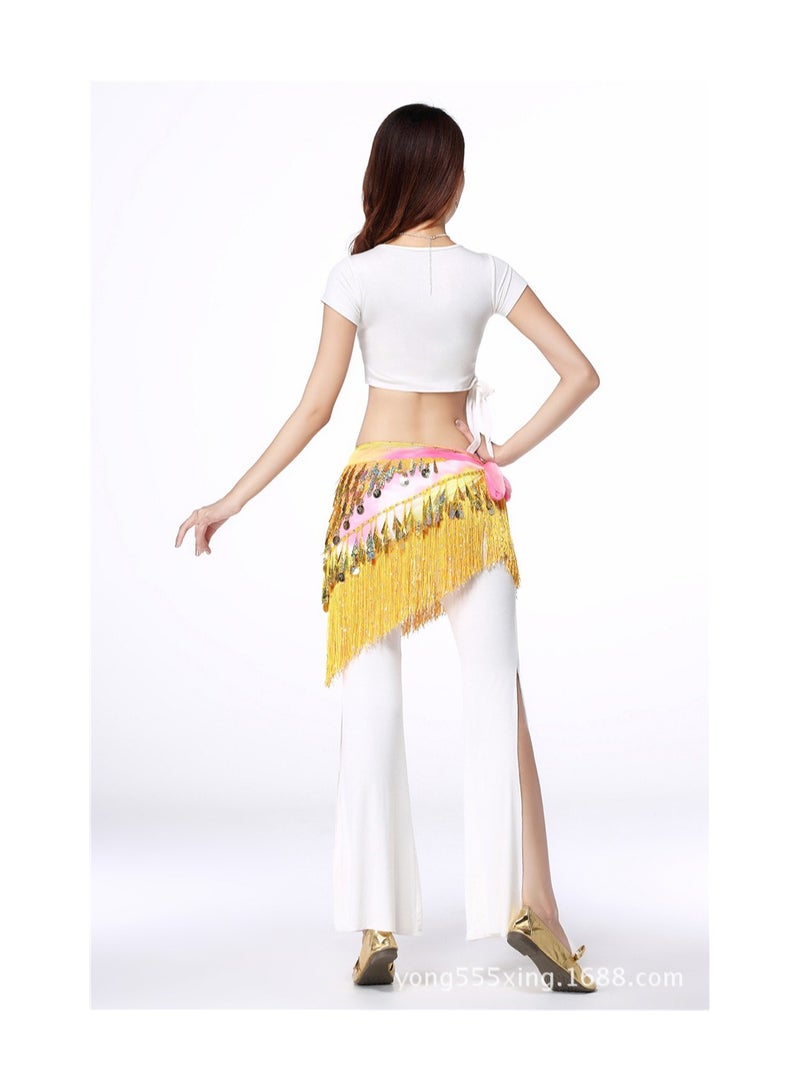 Squality Women Belly Dance Scarf Yellow