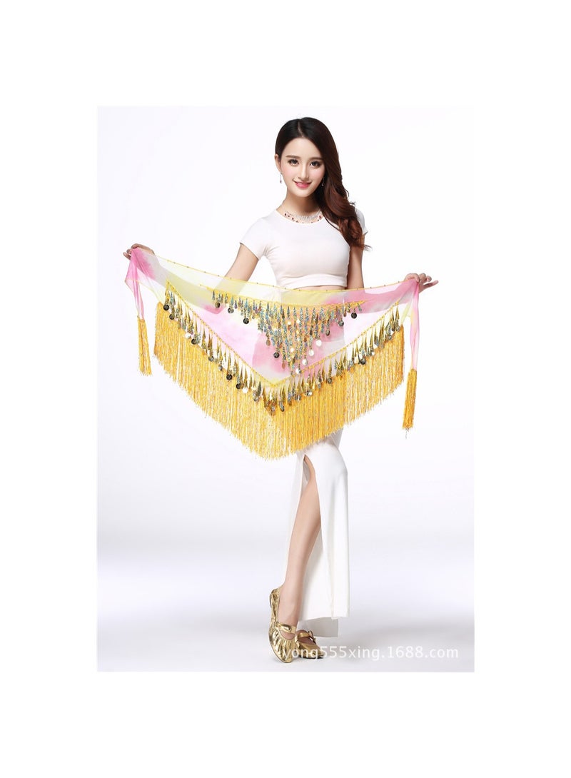 Squality Women Belly Dance Scarf Yellow