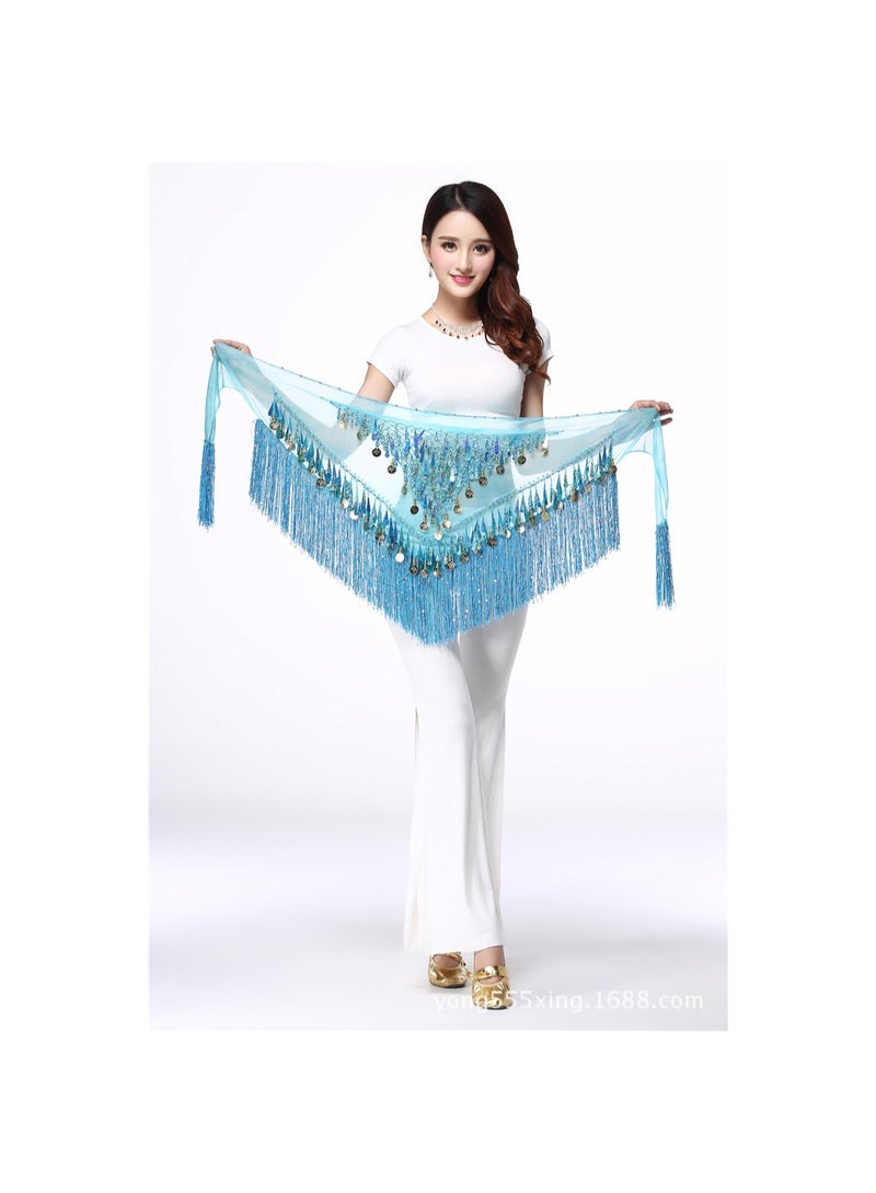 Squality Women Belly Dance Scarf Light Blue