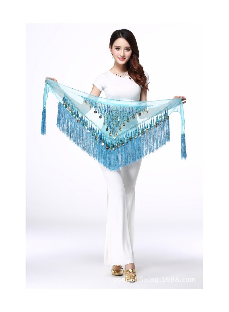 Squality Women Belly Dance Scarf Light Blue