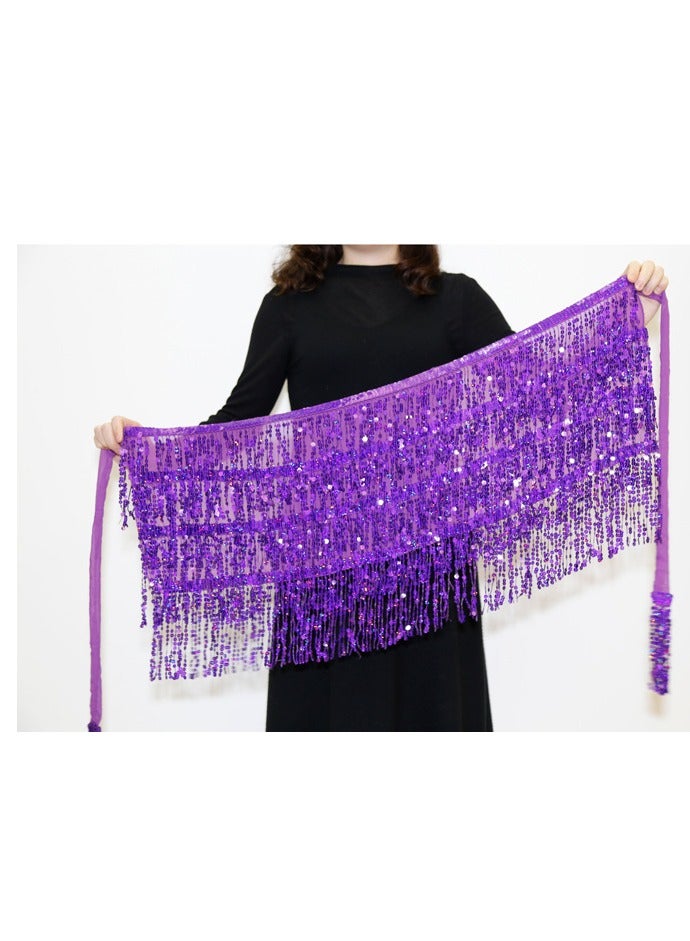 Squality Women Belly Dance Scarf Purple(four layers)