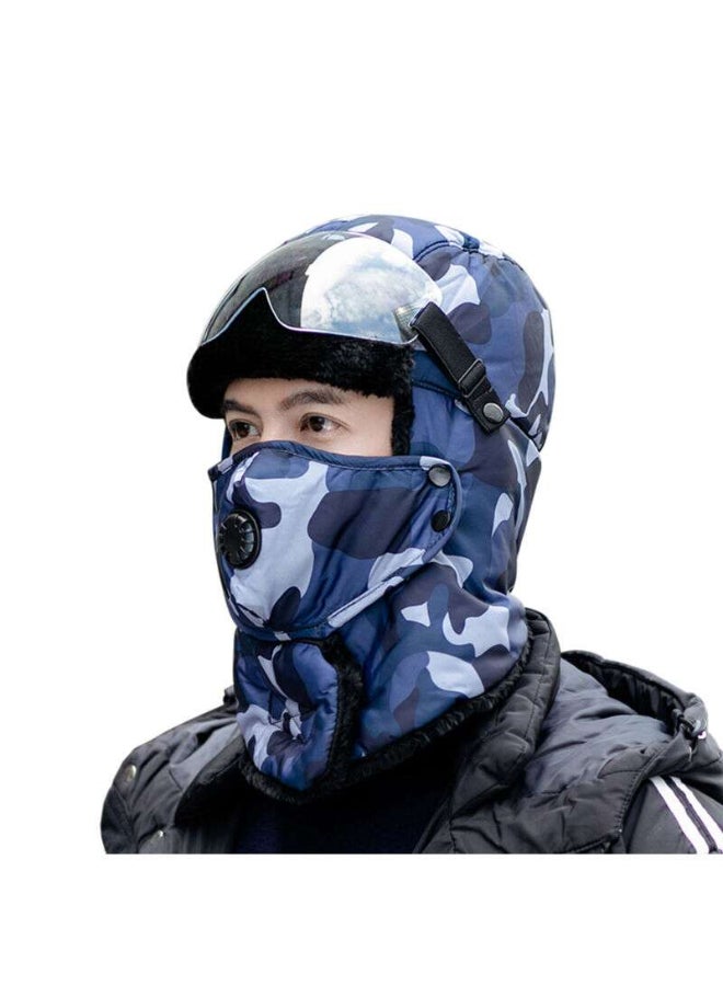 Camouflage Pattern Goggle Detail Full Face Cover Mask Dark Blue/Light Blue