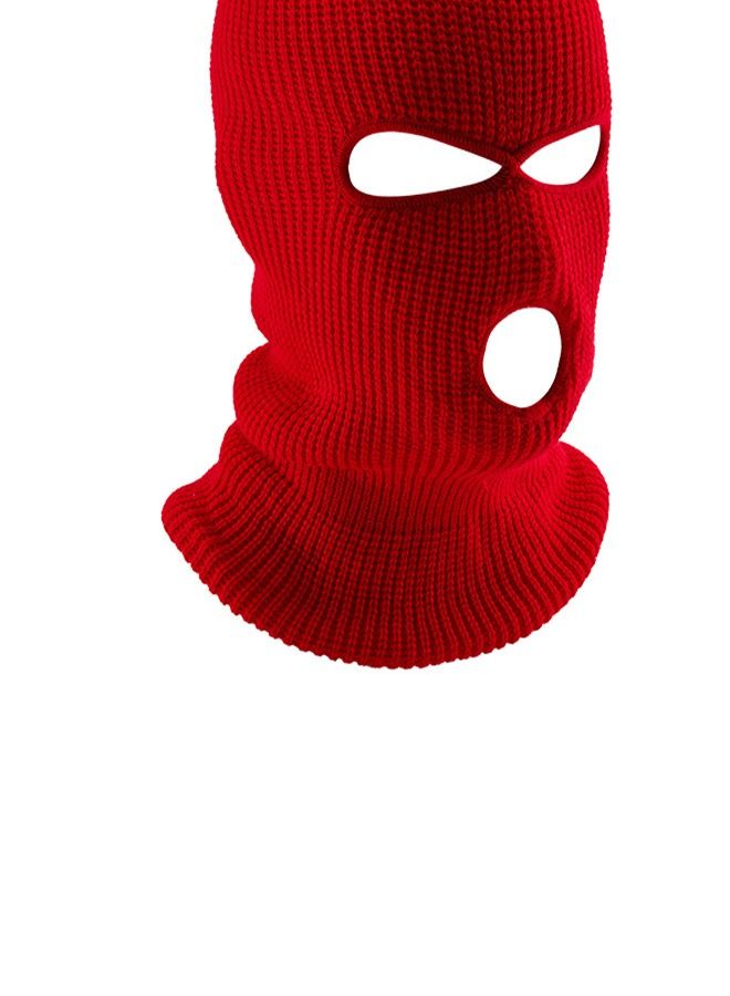 Cold Resistant Three-Hole Riding Mask Bright Red