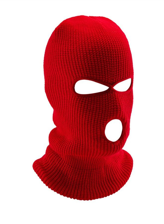 Cold Resistant Three-Hole Riding Mask Bright Red