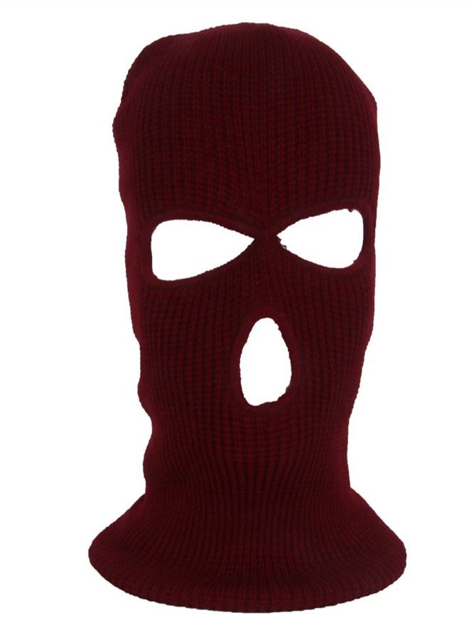 Cold Resistant Three-Hole Riding Mask Wine Red