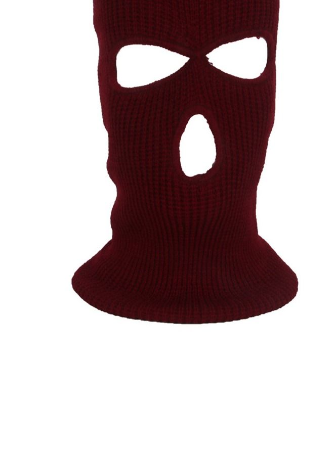 Cold Resistant Three-Hole Riding Mask Wine Red