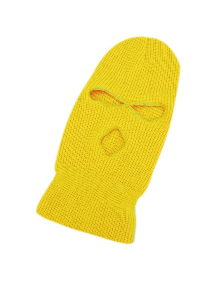 3-Hole Knitted Full Face Mask Yellow