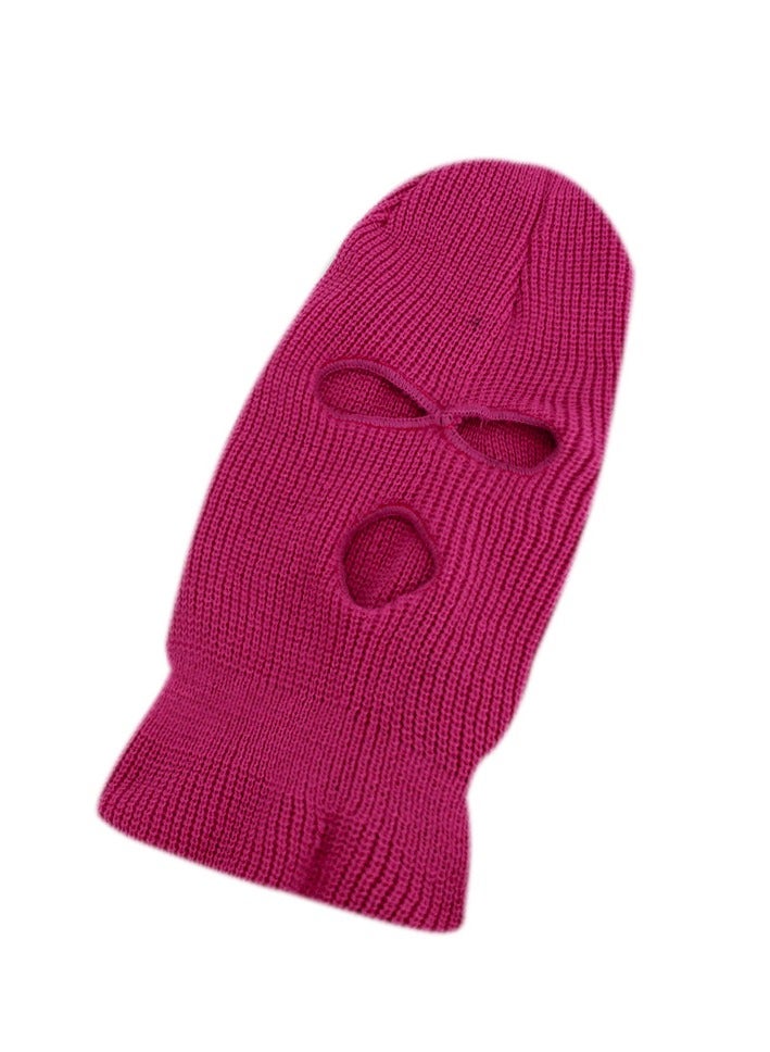 3-Hole Knitted Full Face Mask Purple/Pink