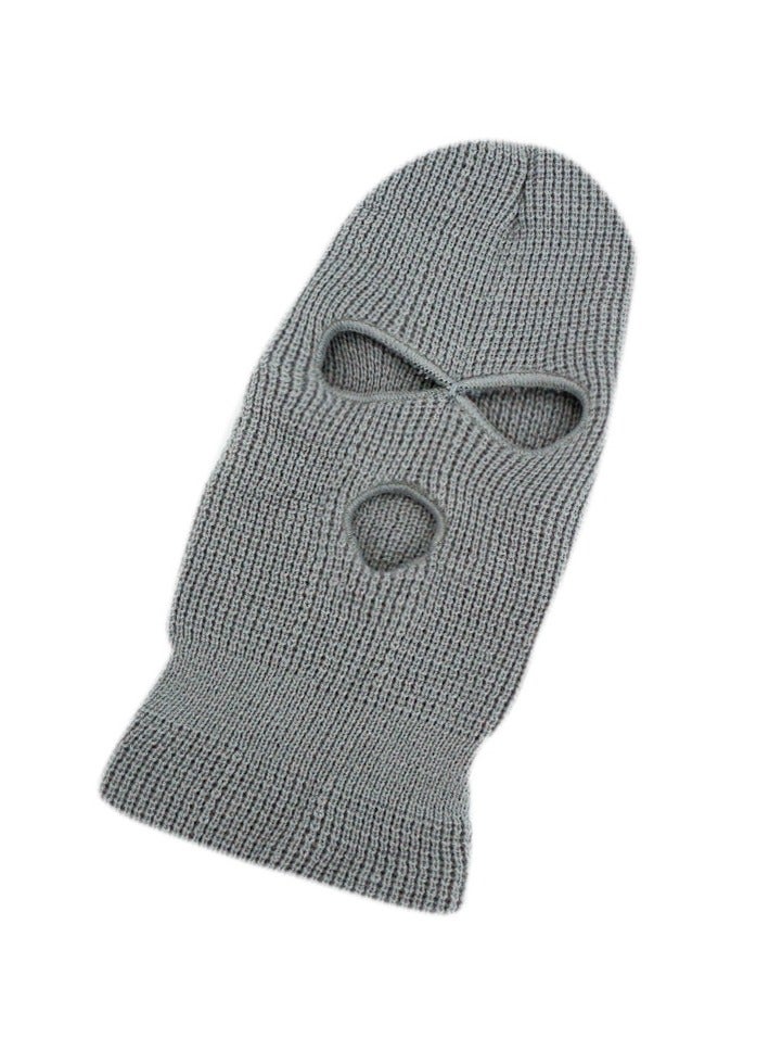 3-Hole Knitted Full Face Mask Grey